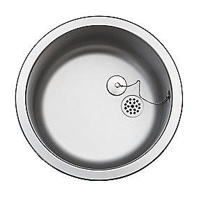 Uni køkkenvask Ø380mm med prop, mat, til nedfældning.