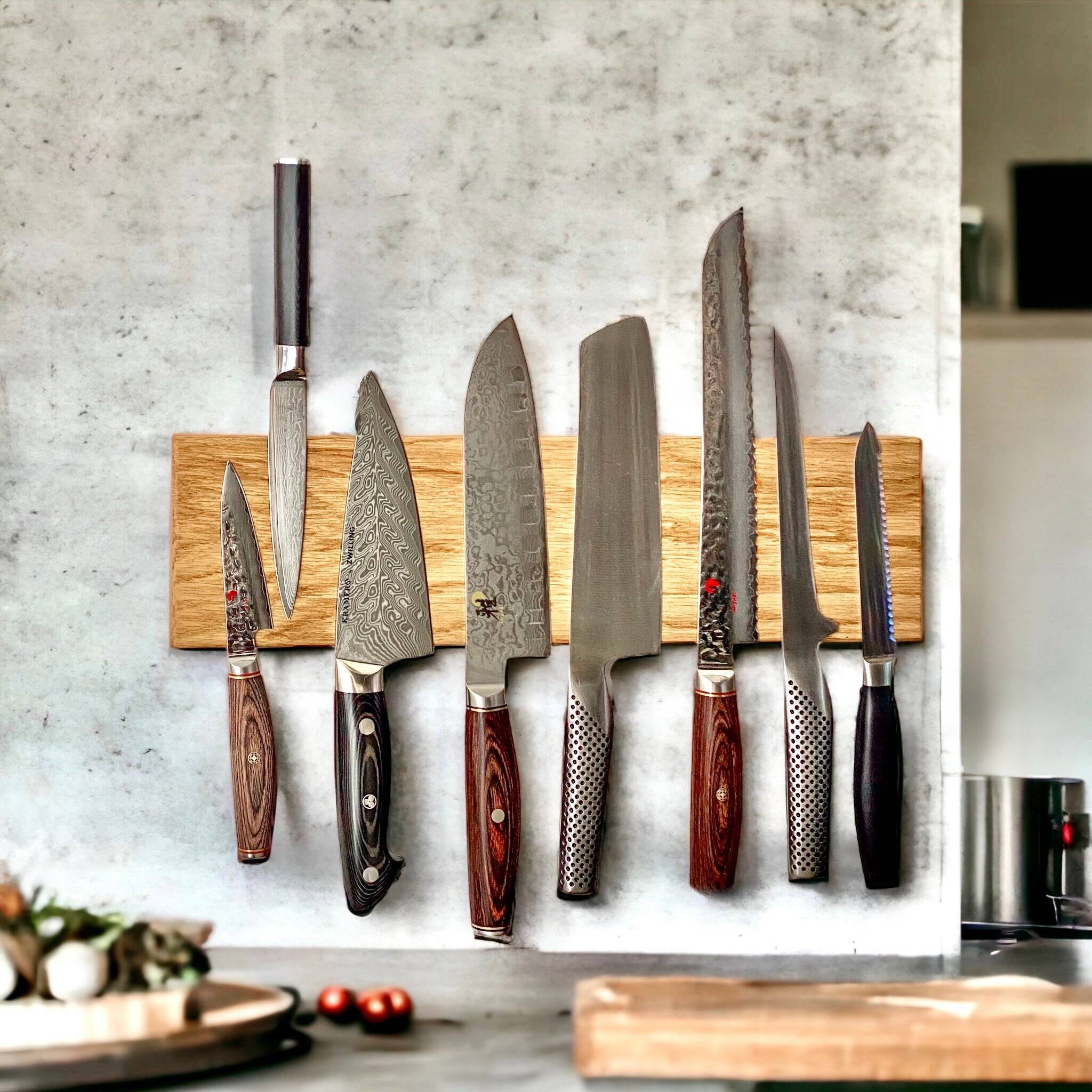 Wideboard – wide magnetic knife rail in solid wood, multiple finishes - 80 cm / 10 cm / Oak