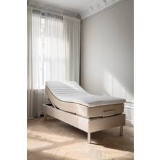 Kinnabädden - Jupiter II Ställbar Säng Sand 90 Medium Träben Ek 19cm från Sleepo - Beige (90x200)