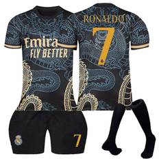 23-24 Real Madrid Dragon Black Special Edition Fodboldtrøjer Børne Fodbold Udstyr Nr. 7 Ronaldo