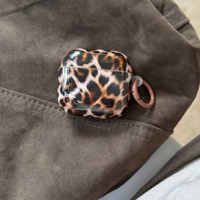 Fluffigt hörlursfodral med leopardmönster och hängring, kompatibelt med Apple 5/4/2/3/Pro 3/Pro 2, sött skyddande fodral med hängsmycke, koreansk stil - Brun (Apple AirPods 1/2,Apple AirPods 3,Apple AirPods Pro 3,Apple AirPods 4/5,Apple AirPods Pro/Pro2)