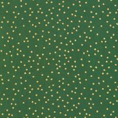 Bomullstyg Poplin fina prickar – grön/guld