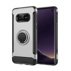 ANGIBABE Samsung Galaxy S10e kulfiber tekstur hybrid etui - Sølv