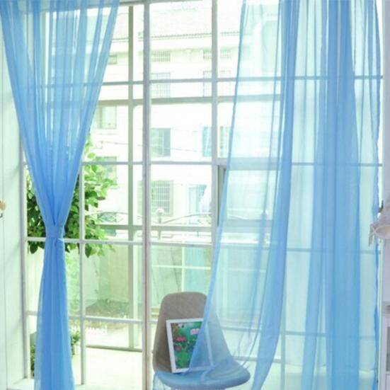 Yousheng Ljusgenomsläppande Skir Gardin Stark Färg Polyester Bekväm Känsla Dörrdraperi för Vardagsrum