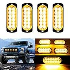 DREAMIZER 12V/24V Emergency Warning Lights, 4st 12 LEDs Bilstroboskopljus, blinkande bil med 18 blinkande lägen, för släpvagnar ATV Lastbilar UTV Pickup Truck Vehicles