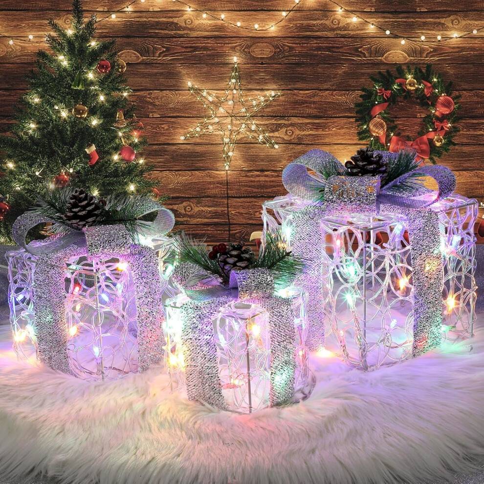 Julbelysta presentaskar varmvita 60 LED 3-delade