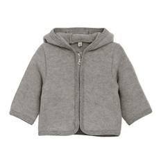 Huttelihut Fleecejakke - Uldfleece - Medium Grey Melange m. Ører - Huttelihut - 74 - Fleecejakke