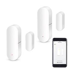 WiFi Türsensor, Intelligenter Fensterkontaktsensor, Drahtloser Fenstertürsensor Alarm, kompatibel mit Alexa und Google Assistant, kein Hub erforderlich, 2 Pack