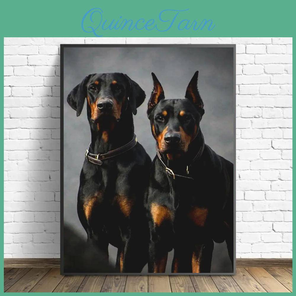 Two Dobermans Painting Diy Diamond Cross Stitch Kit Mosaic Art Diamond Painting Full Circlesquare Diamond Home Decoration