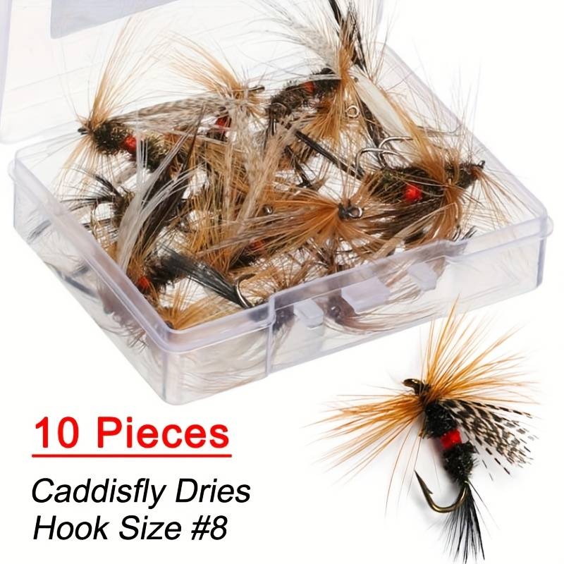 TEMU 5/10/30pcs Trout Lures Dry/wet Flies Fly Fishing Lure Flies Nymphs Fishing Lures Artificial Bait Material Artificial Feather&rayon