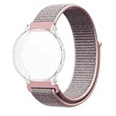 nylonrem + fodral för Garmin Venu 2s 2 plus ultralätt snabbtorkande klockarmband med skyddsfodral 41 mm 43 mm 45 mmTPU mjukt skyddsskydd (rosa_venu2plus 43 mm)