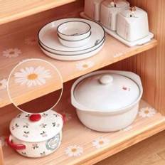 1 Rulle Tryckt Hylla Liner , Tvättbar EVA Kylskåp Mat , Vattentät Oljesäker Dammtät Låda Mat Den där Kan vara Kupera , Halksäker Kylskåp Liner , Glas - genomskinlig tusensköna (30cm*100cm,45cm*100cm)