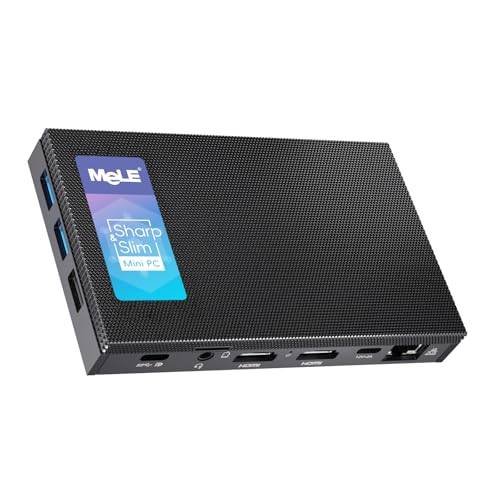 MeLE Quieter4C Fläktlös Mini-PC 12:e Alder Lake N100 (upp till 3,4 GHz, 4C/4T) 8 GB LPDDR4x 128 GB stationär Windows 11 Pro 4K trippelskärm Dual HDMI WiFi 5 BT5.1 Ethernet