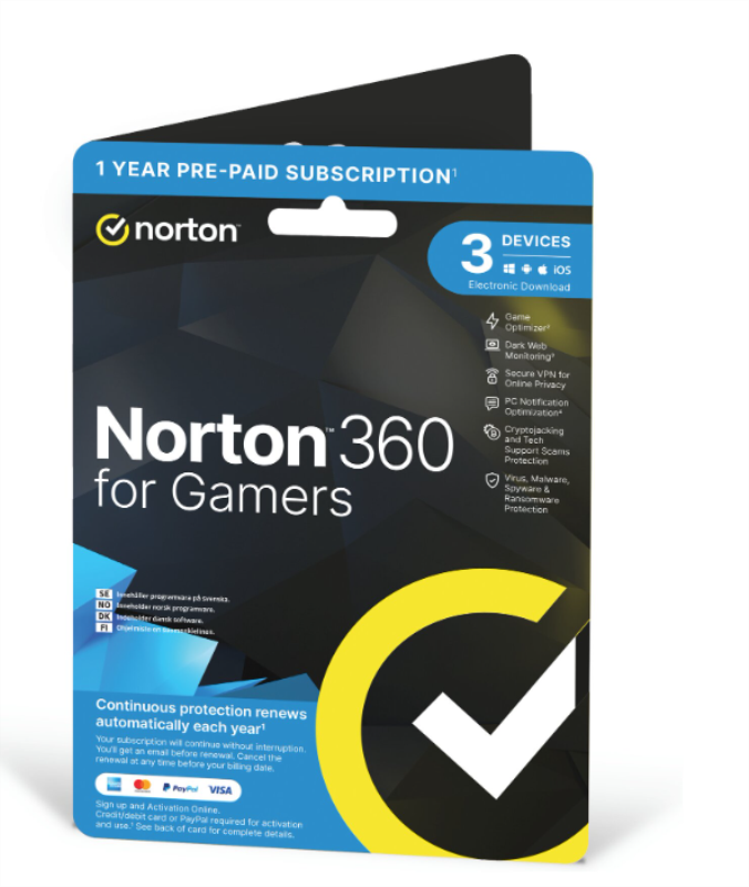 Norton 360 För Gamers - 3 användare - 1 år - Attach