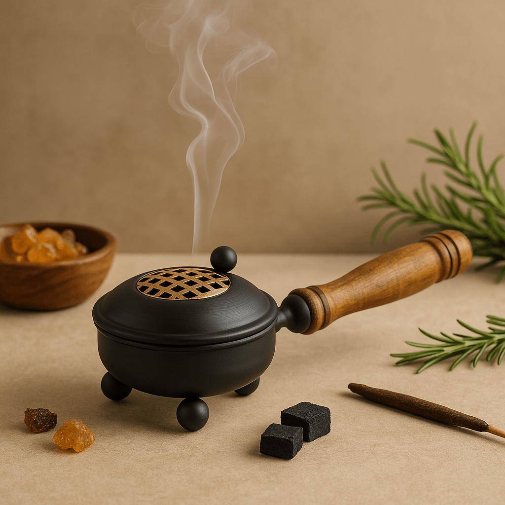 Incense Burner Censer Iron Medium Gold Detail