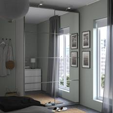 IKEA - PAX / AULI garderobe m skydedøre, hvid/spejl, 150x66x236 cm