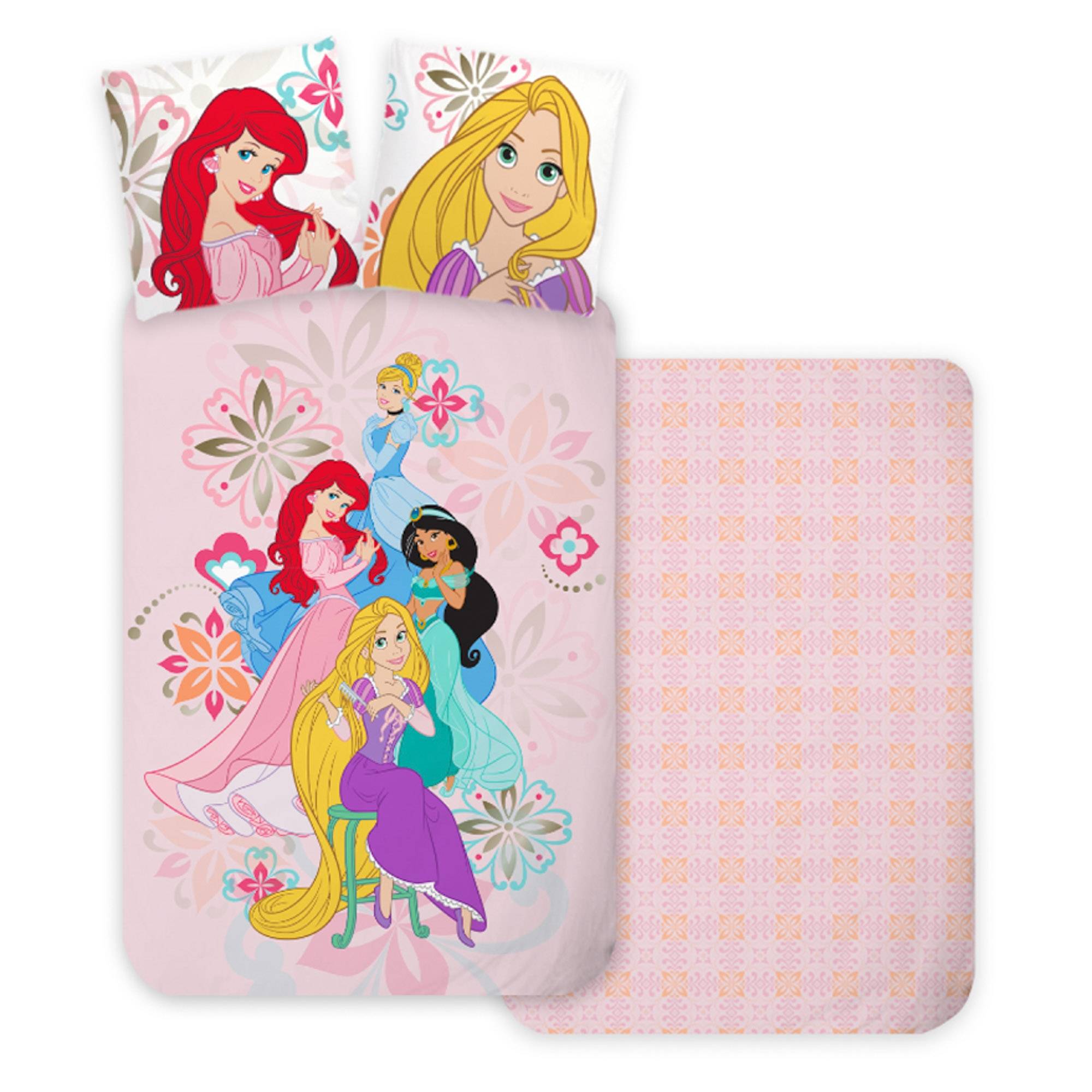 Prinsessernas sängkläder - 100% bomull - Barnsängset 140x200 cm - Multi/Pink (140x200 cm)