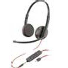 POLY Blackwire C3225 - Blackwire 3200 Series - headset - på örat - kabelansluten - aktiv brusradering - 3,5 mm kontakt, USB-C - svart - Skype-certifierat, Avaya-certifierad, Cisco Jabber Certified