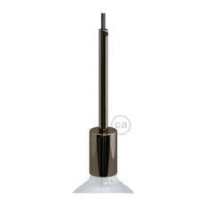 Kit cylindrisk lamphållare E27 i metall med 15 cm lång dravaglastare pärlsvart