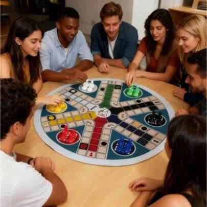Klassiskt snabbt brädspel för 6 spelare, lämpligt för högtidsfester och familjesammankomster (inklusive spelpjäser och tärningar) - Multifärgad (En-Storlek,1 spelbräde + 24 spelpjäser + 1 tärning)