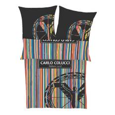 Carlo Colucci, Home, unisex, M, Läder, Randigt Sängkläder Set i Multifärgat Design