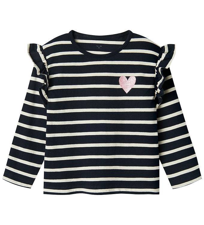 Name It Bluse - Noos - NmfTovelina - Dark Sapphire/Bright Whit - Name It - 1½ år (86) - Bluse