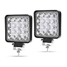 Arbetsbelysning LED 12/24 V, Kraumi 2 x 48W Ljusramp 3500 LM off road Strålkastare för Backup-område för Rzr, ATV, UTV, SUV, Lastbil, Båt, Motorcykel, Traktor (Fyrkant)