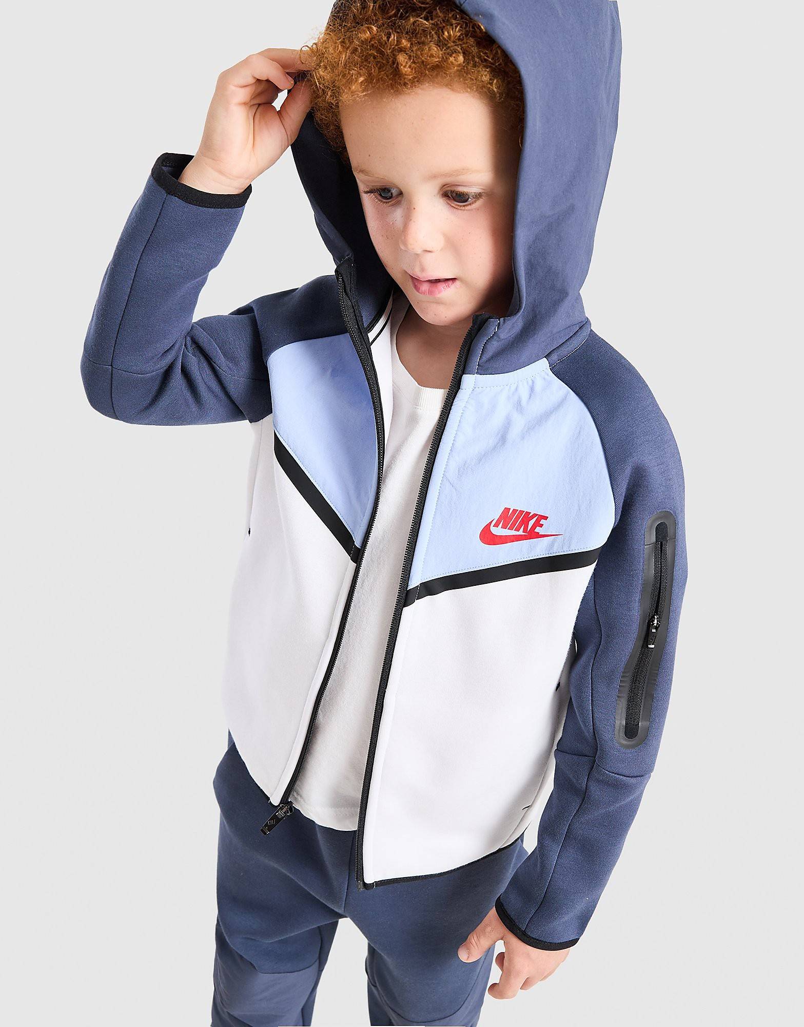 Nike Tech Fleece Mix Fabric Tracksuit Children, Blå