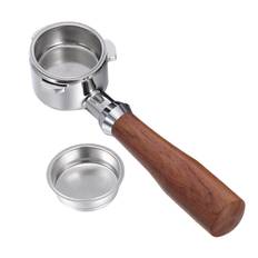 Aoresac 51mm Espresso Bottomless Filter Holder 3Ear Coffee Filter Holder with 2 Filter Baskets silver