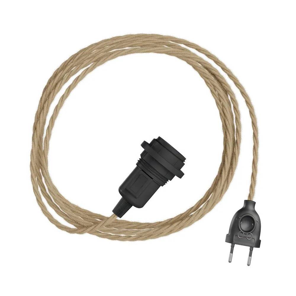 Creative Cables Snake Twisted Bordlampe Med Stofledning Og To-polet Stik 3 M
