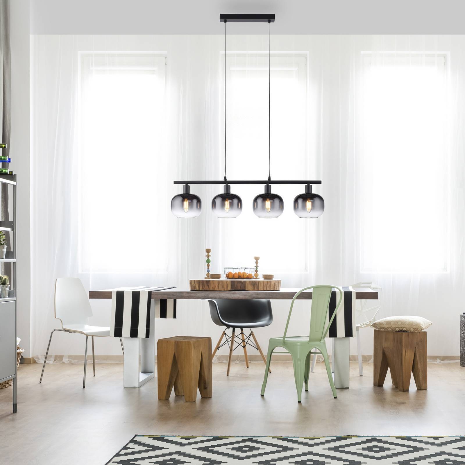 JUST LIGHT. GmbH Hänglampa Zea, Svart, Vardagsrum / matsal, Metall, Modern, Pendellampa