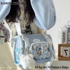 New 2025 Kawaii College Student Girls Bucket Bag 10cm Doll Side Bag Clear Transparent Bags Fashion Crossbody Bags For Women Small Purses And Handbags - Blue - Only Bag NO Accessories