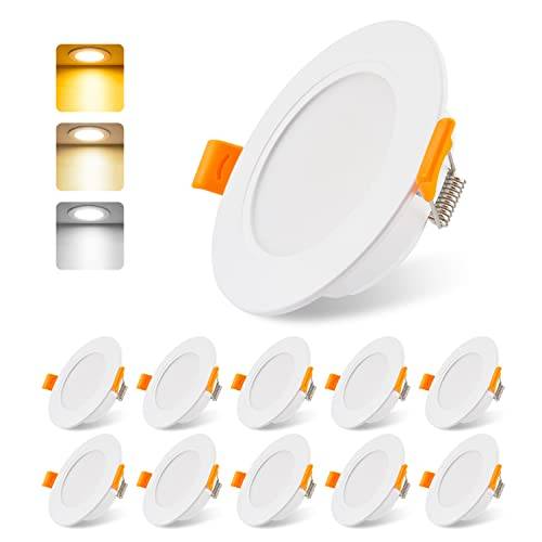 DA LIGHT LED infälld spotlight 230 V platt 5 W set med 10, golvvärme för badrum 3000/4000/6000K, tak IP54 för vardagsrum kök sovrum