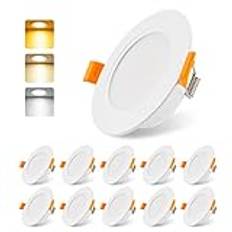 Infälld LED-spotlight 230 V platt 5 W set med 10, DA LIGHT infällda LED-lampor, LED-spotlight 3000/4000/6000K, IP54 taklampa för badrum vardagsrum kök sovrum