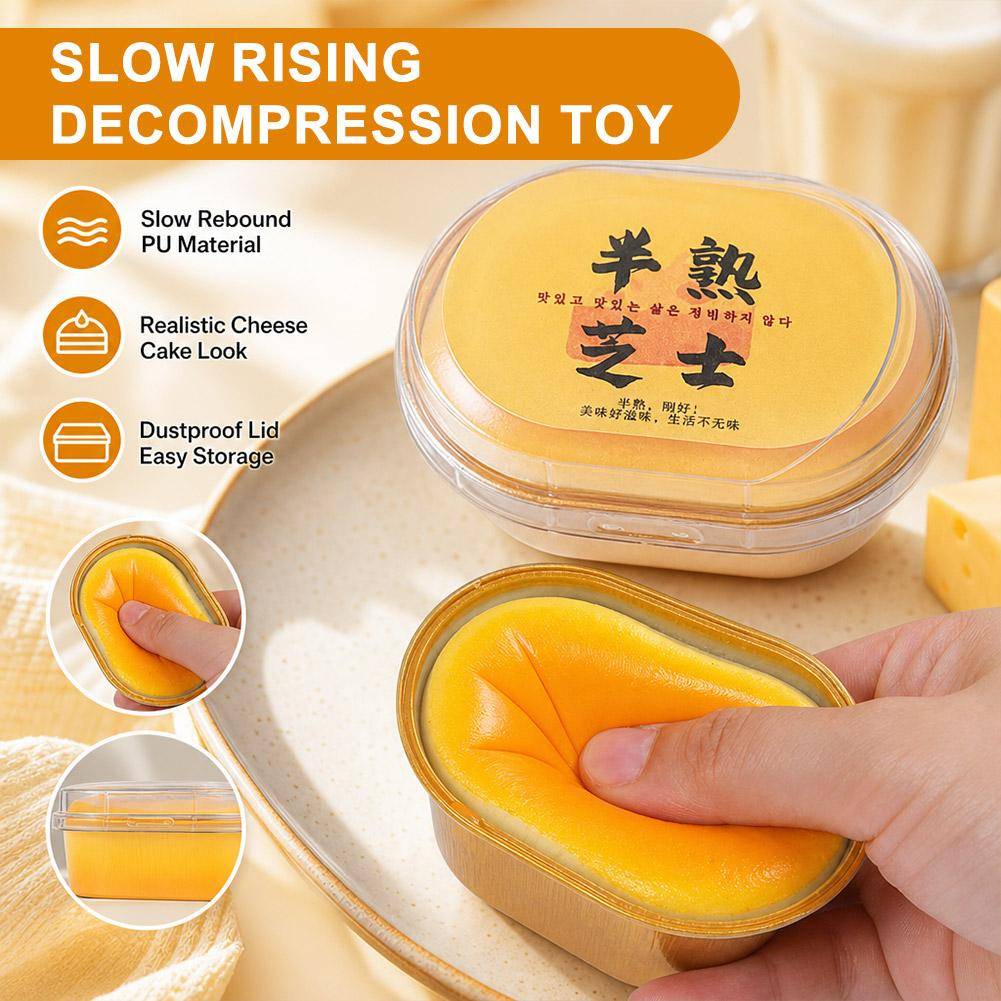 Squishy Simulated Cheese Bread Squeeze Toy Stress Relief Slow Rising Sensory Fidget for Anxiety ADHD Autism Gift for Kids Adults