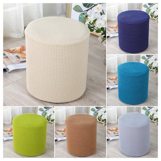 Pallskydd Enfärgad Dammtät elastisk bindning Design Polyester Stretch fyrkantig/rund fotpallsskyddsöverdrag för dagligt bruk beige