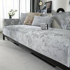 TEMU 1pc Velvet Sofa Slipcover - Thickened Anti-slip Pet-friendly Furniture Protector, For 3-seater, Single, Double & Sectional Sofas, Machine Washable Polyester, Living Room Or Office Decor