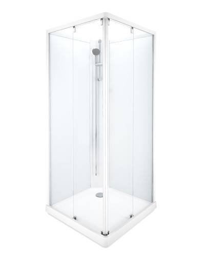 Showerama Classic brusekabine, 90x90 cm, hvid profil, klart glas