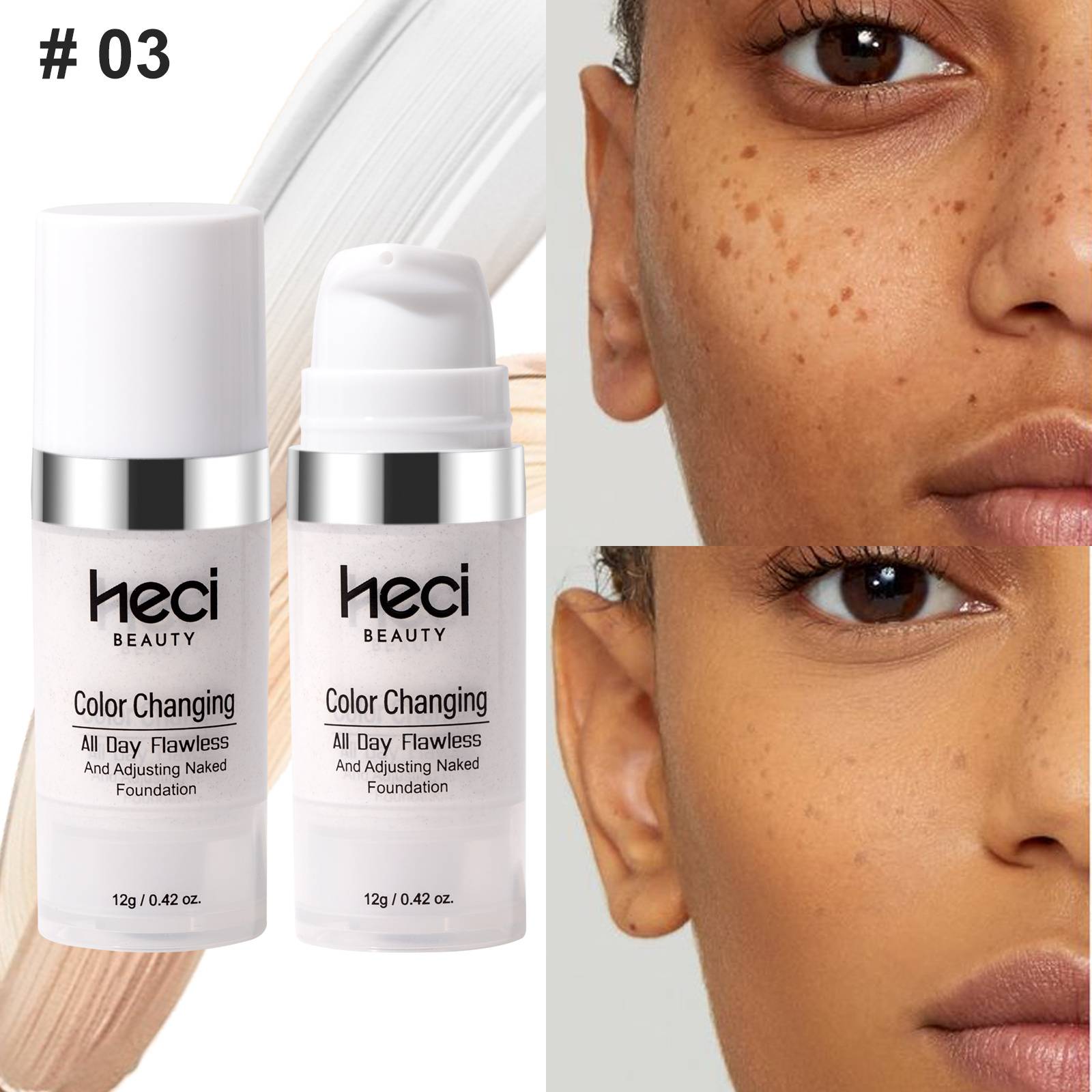 2pcs Color-changing Foundation Concealer Set, Medium To Full Coverage . Long-lasting Hydration, Waterproof&sweatproof, Smooth Texture Easy Application, Natural Gradient Base Makeup.