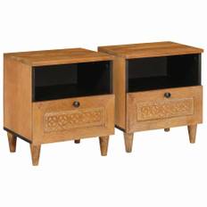 vidaXL Sengebord 2 pcs Lysebrun 40 x 33 x 46 cm Massivt mangotræ