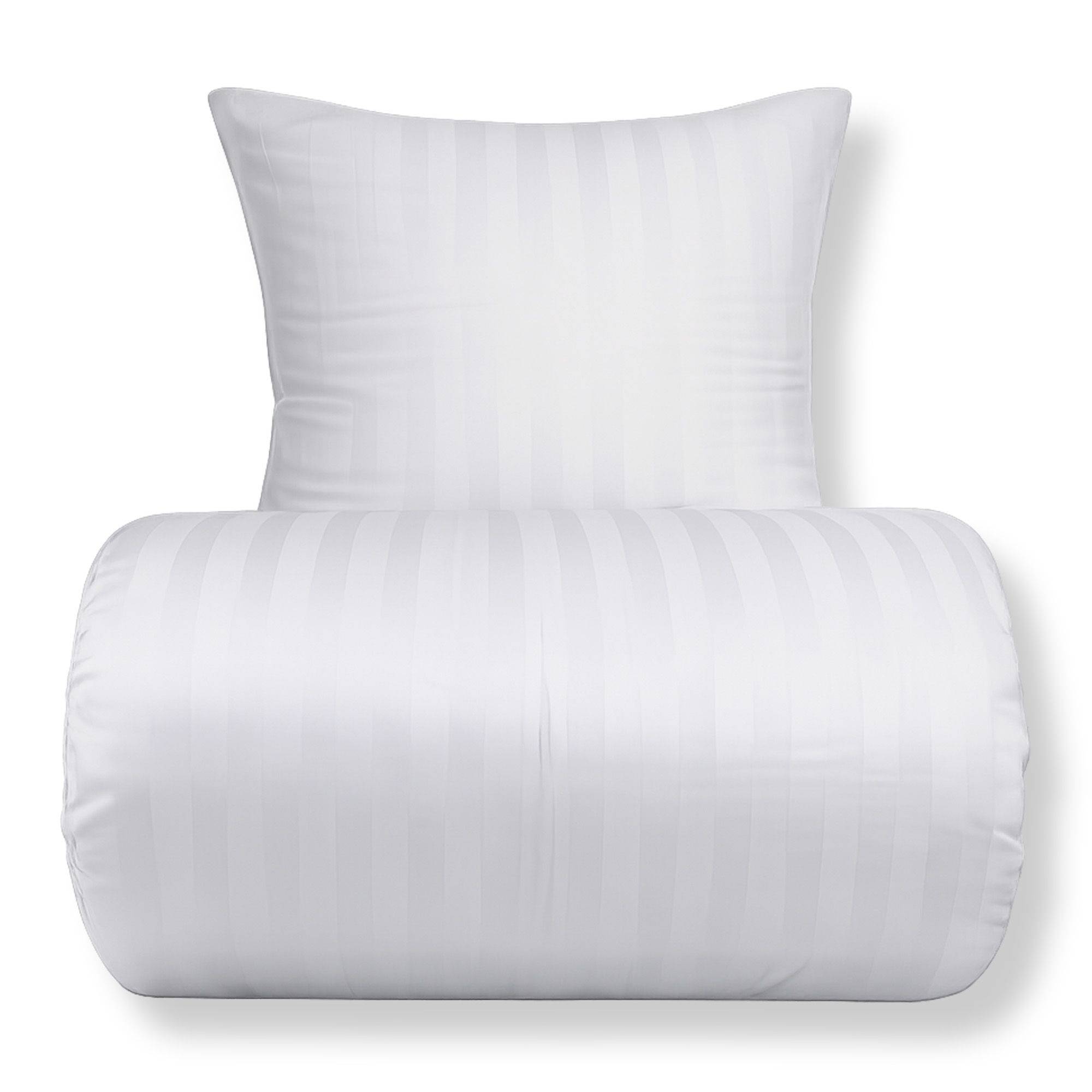 Bambus dobbelt sengetøj 200x220 cm - 100% bambus - Hvide jacquardvævet striber