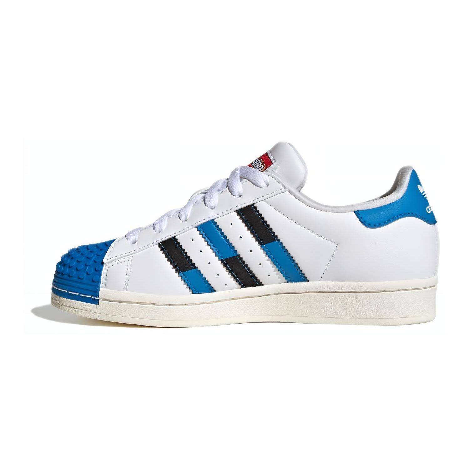 Adidas Lego X Originals Superstar Bekväma Mångsidiga Stötdämpande Slitstarka Låga Barnsneakers Barnsneakers Svart Vit Blå IF2909 37⅓