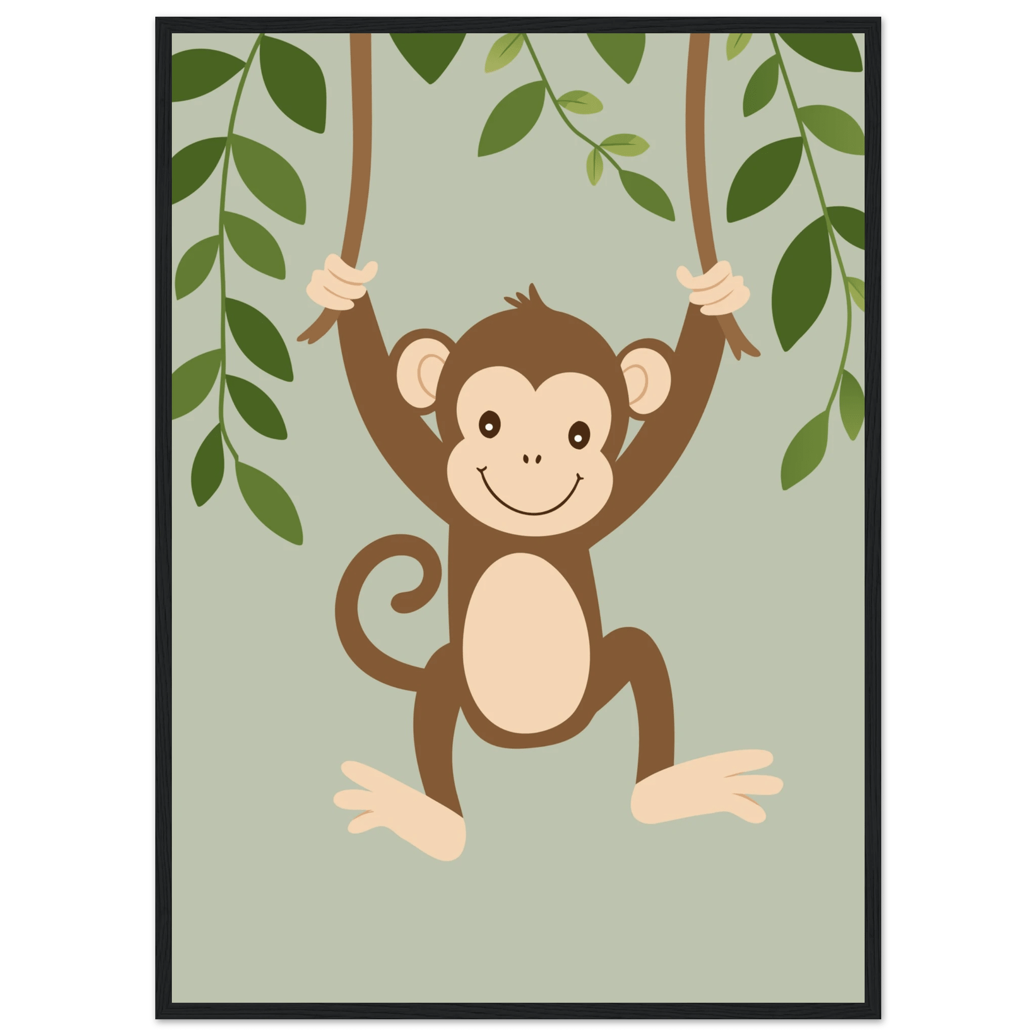 Apa i lian poster-50x70 cm / 20x28″ / Med ram / Svart