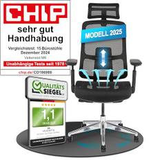VALKENSTOL M6 Bürostuhl Ergonomisch - Auch für Grosse Menschen, Mesh-Sitz Ergonomischer Bürostuhl Chefsessel Bürostuhl Schreibtischstuhl Office Chair