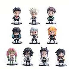 10 stycken Animefigurer Kamado Tanjiro/Tomioka Giyuu/Tokitou Muichirou/Kanroji Mitsuri actionfigur söt mini anime Q figur PVC staty modell kollektion ornament
