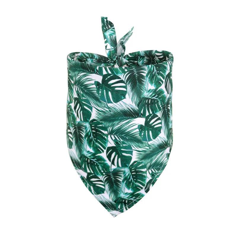 Tropical Print Pet Bandana for Dogs & Cats - Green Turtle Leaf / S-42x28x28cm / SPC (S-42x28x28cm)
