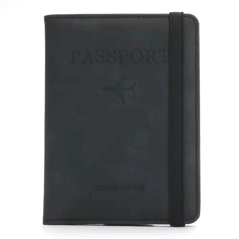 Passfodral i PU-läder, RFID-skydd, flera kortfack - Svart