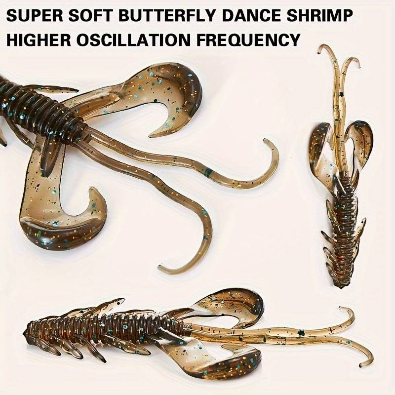 10pcs 10cm/3.7Simulated Silicone Shrimp Fishing Lure，Floating TPe Soft Material Wobbly Fishing Lure，Fishing Accessories