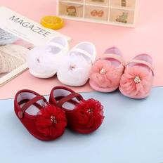 1Pair New Baby Shoes Soft First Walkers Girl Sweet Flower Shallow Princess Style Shoes Crib Floor Walking Shoes 0-12M - Multicolor - 0-6M,6-12M