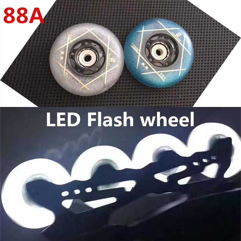 Super Bright LED Inline Skate Hjul 88A - Vit 72mm